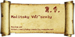 Malitsky Vászoly névjegykártya
